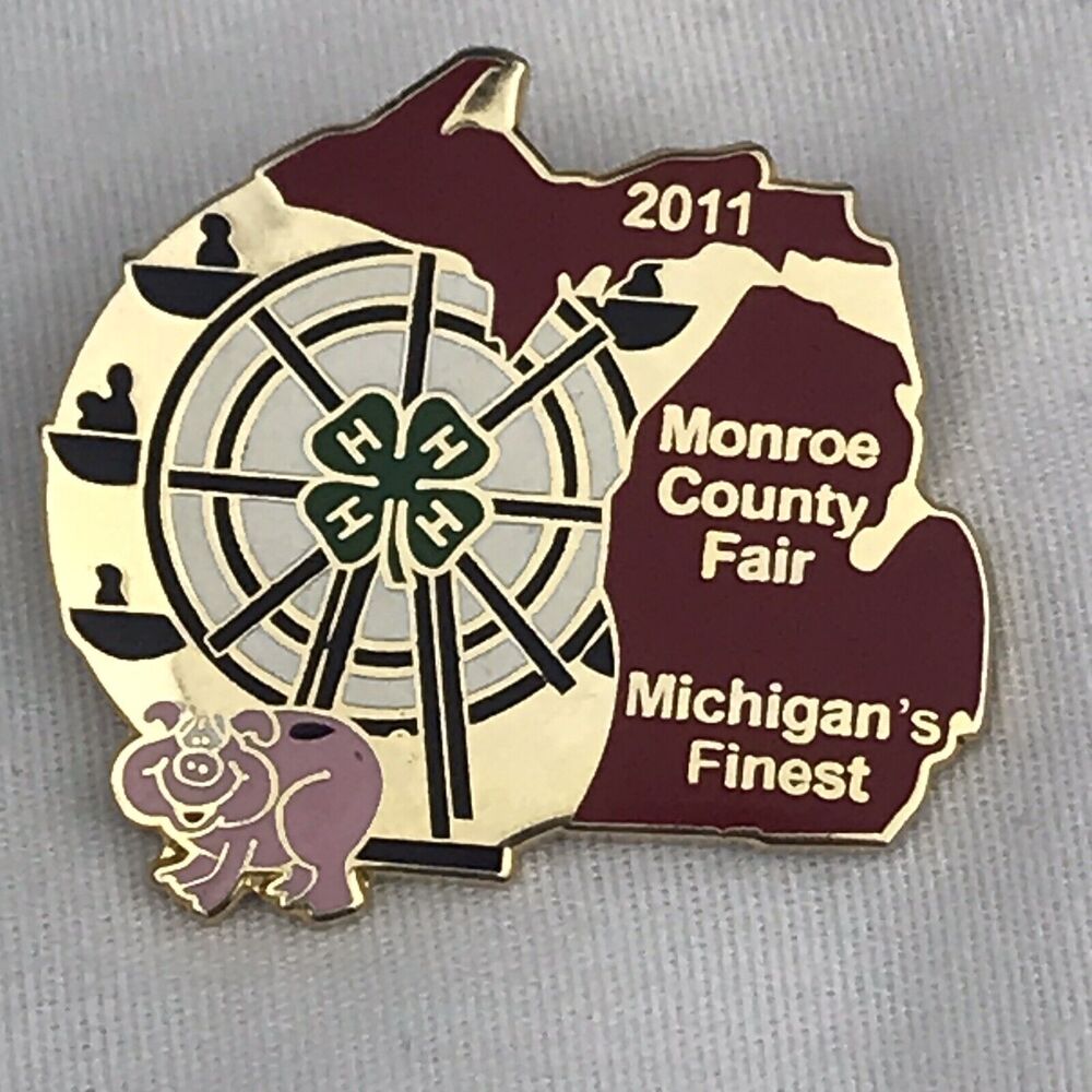 Monroe County Michigan 4H Club Fair 2011 Pin Metal Enamel Gold Tone